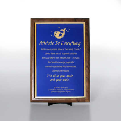 Character Award Plaque - Half-Size - Blue w/ Gold